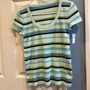 NWT Talbots Striped Short Sleeve Shirt